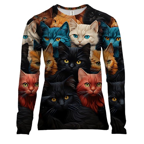 Женский 3D лонгслив Разноцветные коты