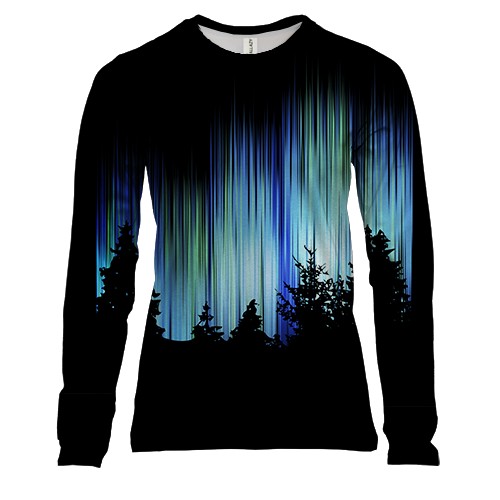 Жіночий 3D лонгслів з північним сяйвом (2)