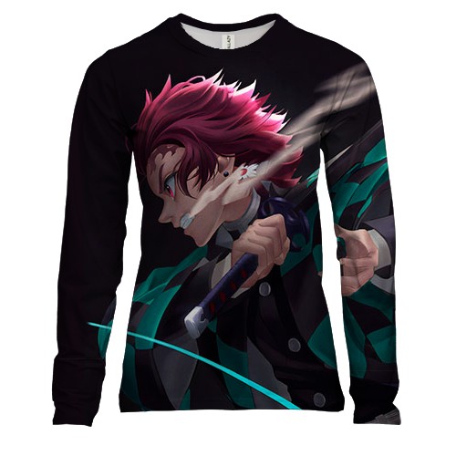 Женский 3D лонгслив Танджиро Камадо - Клинок рассекающий демонов