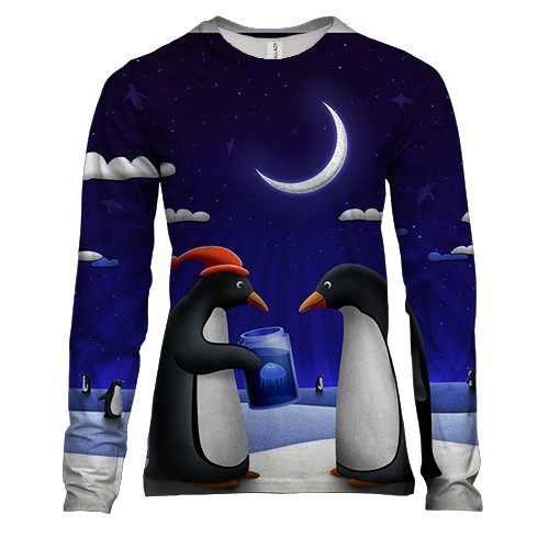 Женский 3D лонгслив с пингвинами