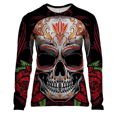 Жіночий 3D лонгслів з розмальованим черепом