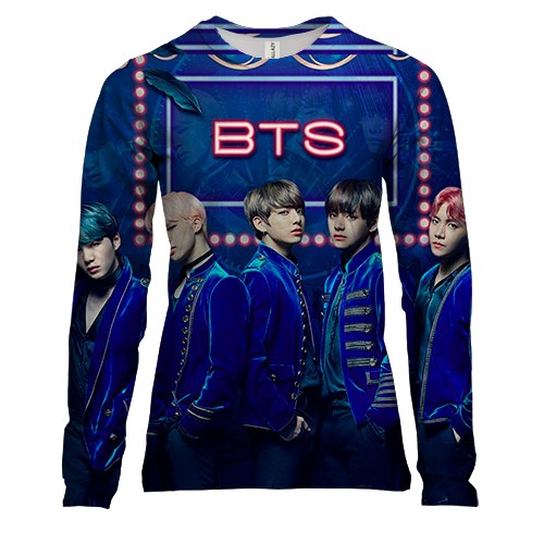 Женский 3D лонгслив с группой БТС (BTS K-POP) ARMY в костюмах