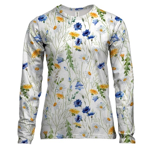 Женский 3D лонгслив с ромашками и васильками (2)