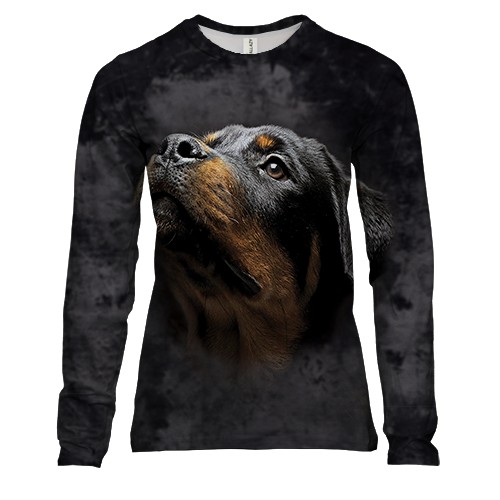 Женский 3D лонгслив с Ротвейлером (2)