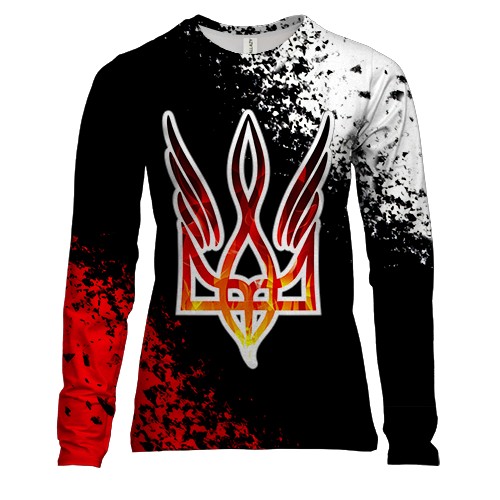 Жіночий 3D лонгслів зі стилізованим гербом України