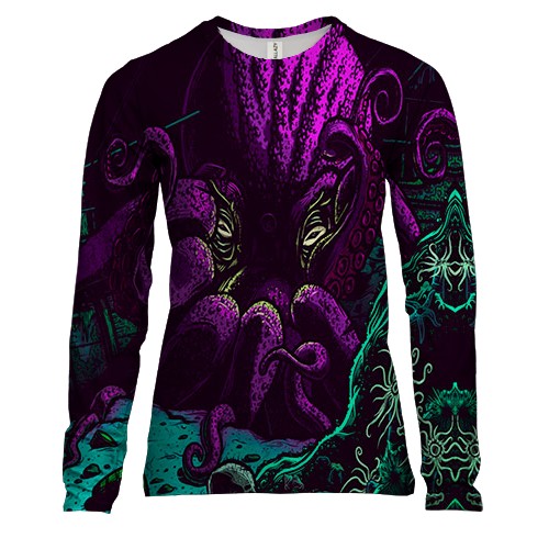 Женский 3D лонгслив с осьминогом