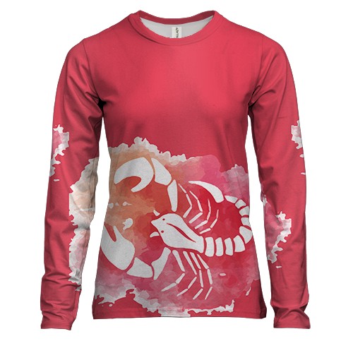 Жіночий 3D лонгслів з акварельних Скорпіоном