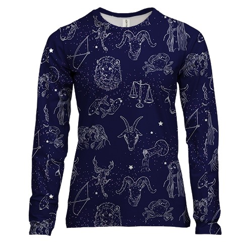 Жіночий 3D лонгслів із зірковими знаками зодіаку
