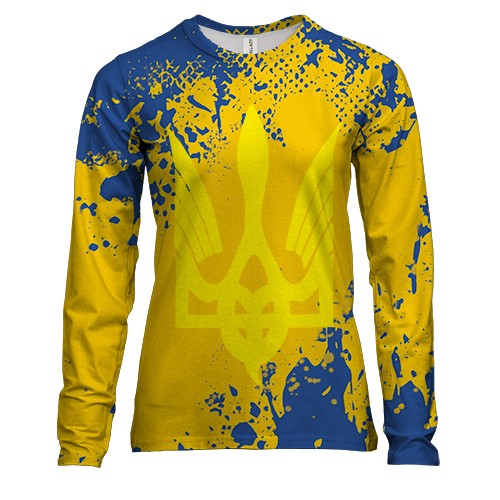 Жіночий 3D лонгслів з Гербом України (2)