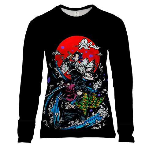 Женский 3D лонгслив Гию и Шинобу - Клинок рассекающий демонов