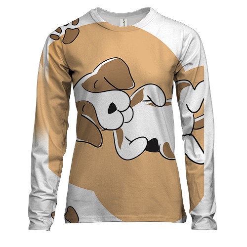 Жіночий 3D лонгслів з лежачою собакою