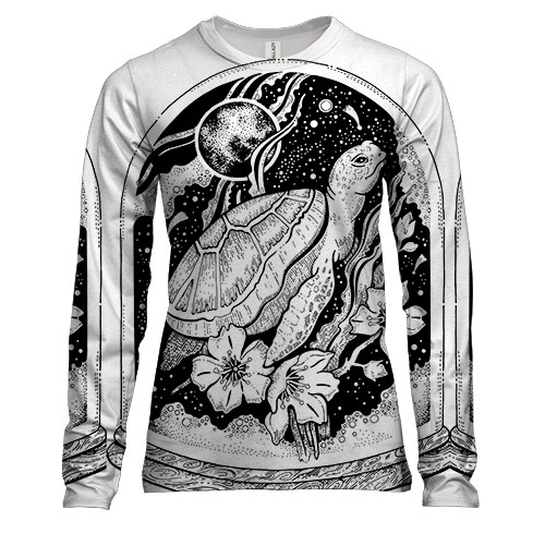 Женский 3D лонгслив Turtle Art Tattoo