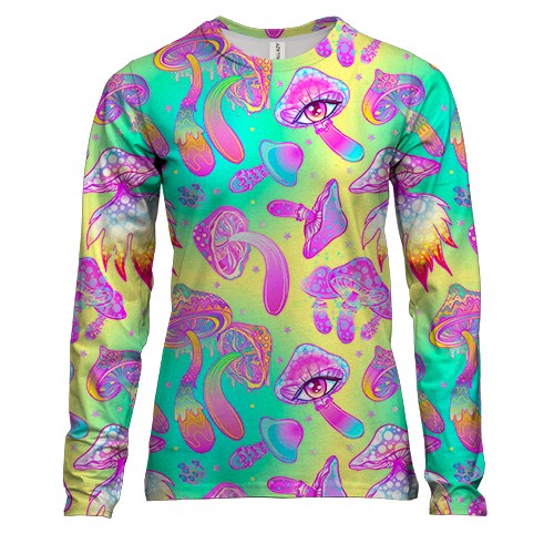 Женский 3D лонгслив "Волшебные грибы"