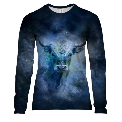 Жіночий 3D лонгслів зі знаком зодіаку - Телець