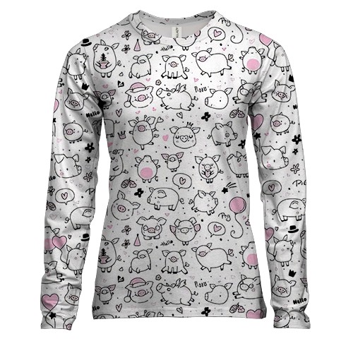Женский 3D лонгслив "Паттерн из свинок"