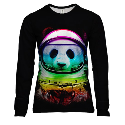 Женский 3D лонгслив Панда-космонавт