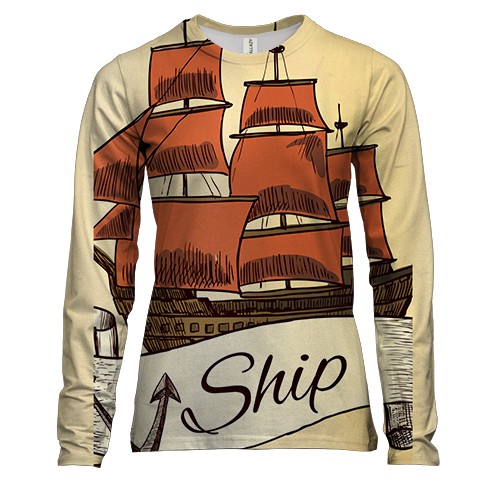 Женский 3D лонгслив с алым парусником