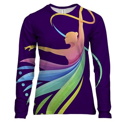 Женский 3D лонгслив с красочной балериной