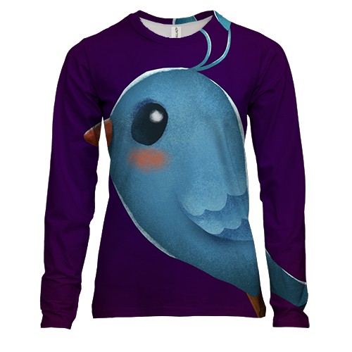 Женский 3D лонгслив Light-blue bird