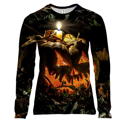 Жіночий 3D лонгслів Halloween pumpkin art 2