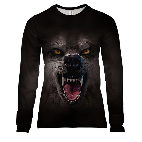Жіночий 3D лонгслів Злий вовк