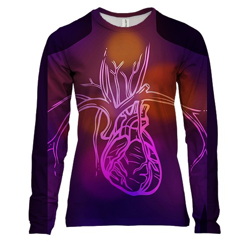 Женский 3D лонгслив с сердечной системой