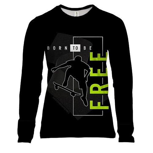 Жіночий 3D лонгслів Skateboarding - Born to be Free