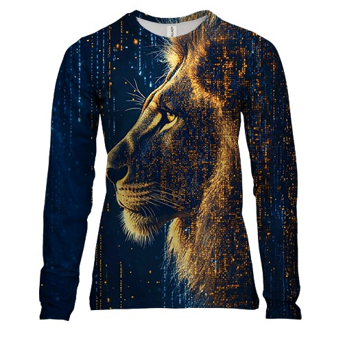 Женский 3D лонгслив с матричным львом