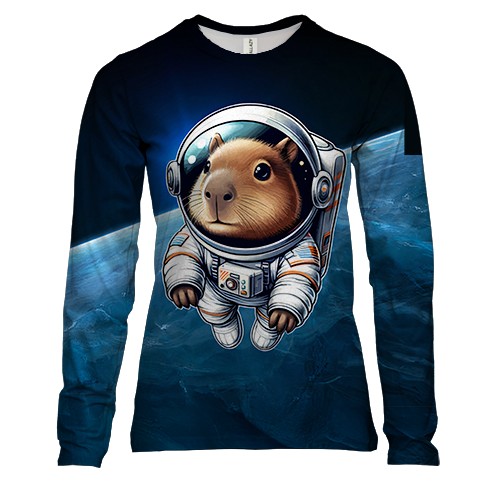 Женский 3D лонгслив с Капибарой в космосе