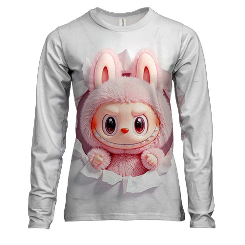 Женский 3D лонгслив Лабубу Розовый Прорыв