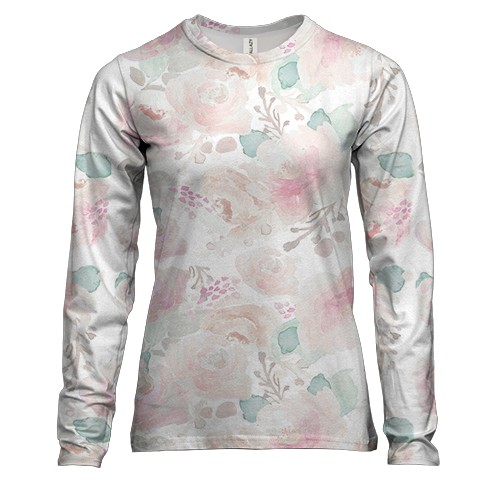 Жіночий 3D лонгслів з абстракцією акварельних квітів