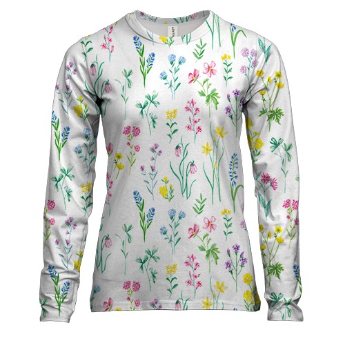 Жіночий 3D лонгслів з маленькими квіточками