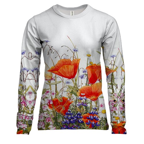 Жіночий 3D лонгслів з маковим полем