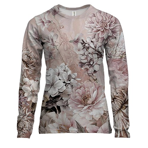 Женский 3D лонгслив Бежевая Цветочная абстракция