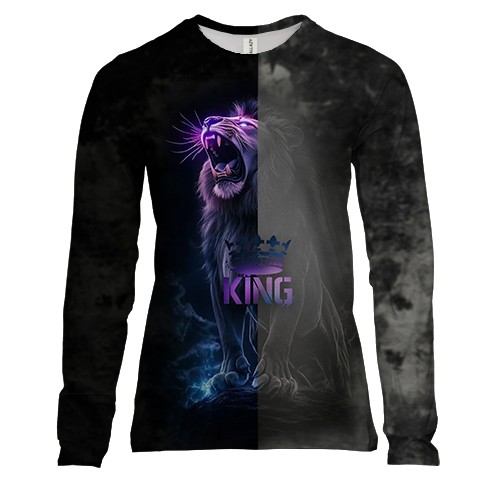 Женский 3D лонгслив со львом - King