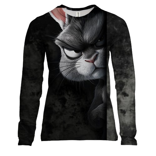 Женский 3D лонгслив с выглядывающим кроликом