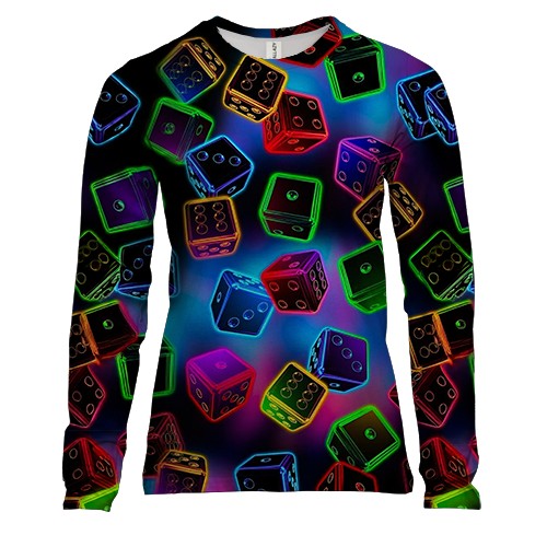 Женский 3D лонгслив Яркие игральные кости