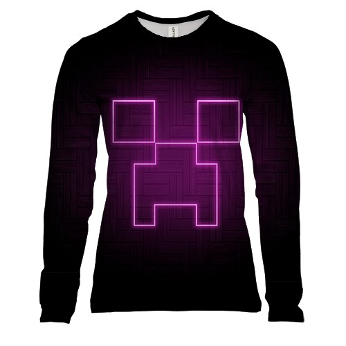 Женский 3D лонгслив Кріпер, Майнкрафт неон