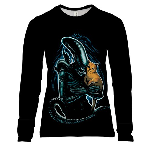 Жіночий 3D лонгслів Чужий з котиком