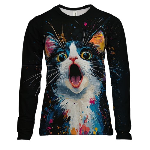 Женский 3D лонгслив Удивленный Кот