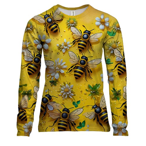 Жіночий 3D лонгслів Бджоли з квітами