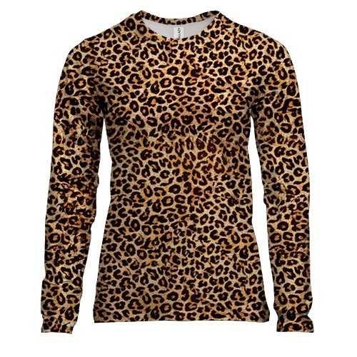 Женский 3D лонгслив с тёмной леопардовой шкурой (2)