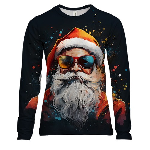 Женский 3D лонгслив Крутой Санта
