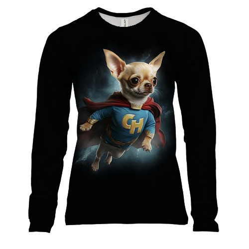 Женский 3D лонгслив Super Чихуахуа