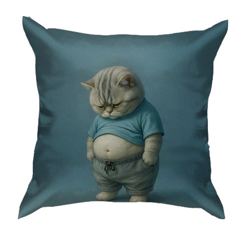 3D подушка Грустный пузатый котик