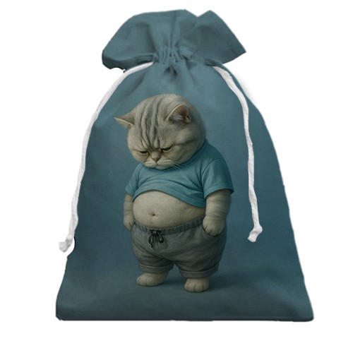 3D Подарочный мешочек Грустный пузатый котик
