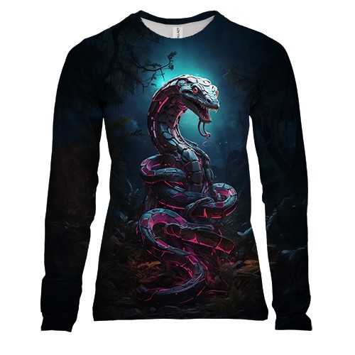 Женский 3D лонгслив Ночная змея