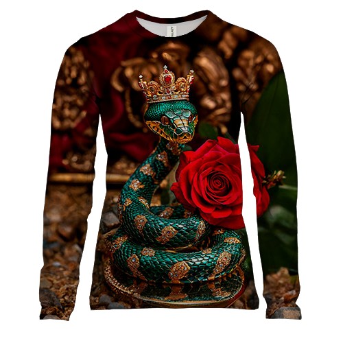 Женский 3D лонгслив Зеленая королевская змея