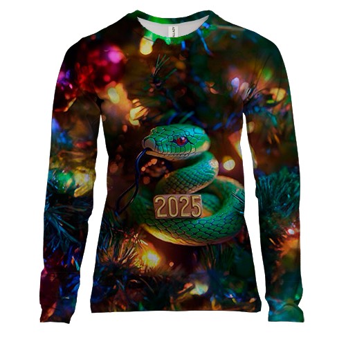 Жіночий 3D лонгслів змія на ялинці