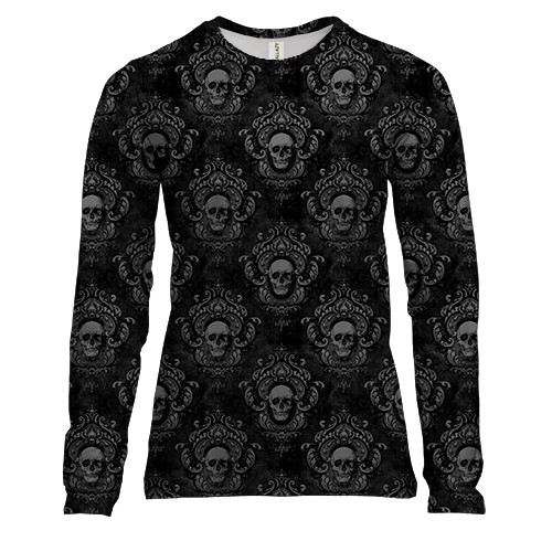 Жіночий 3D лонгслів Royal Skull, паттерн